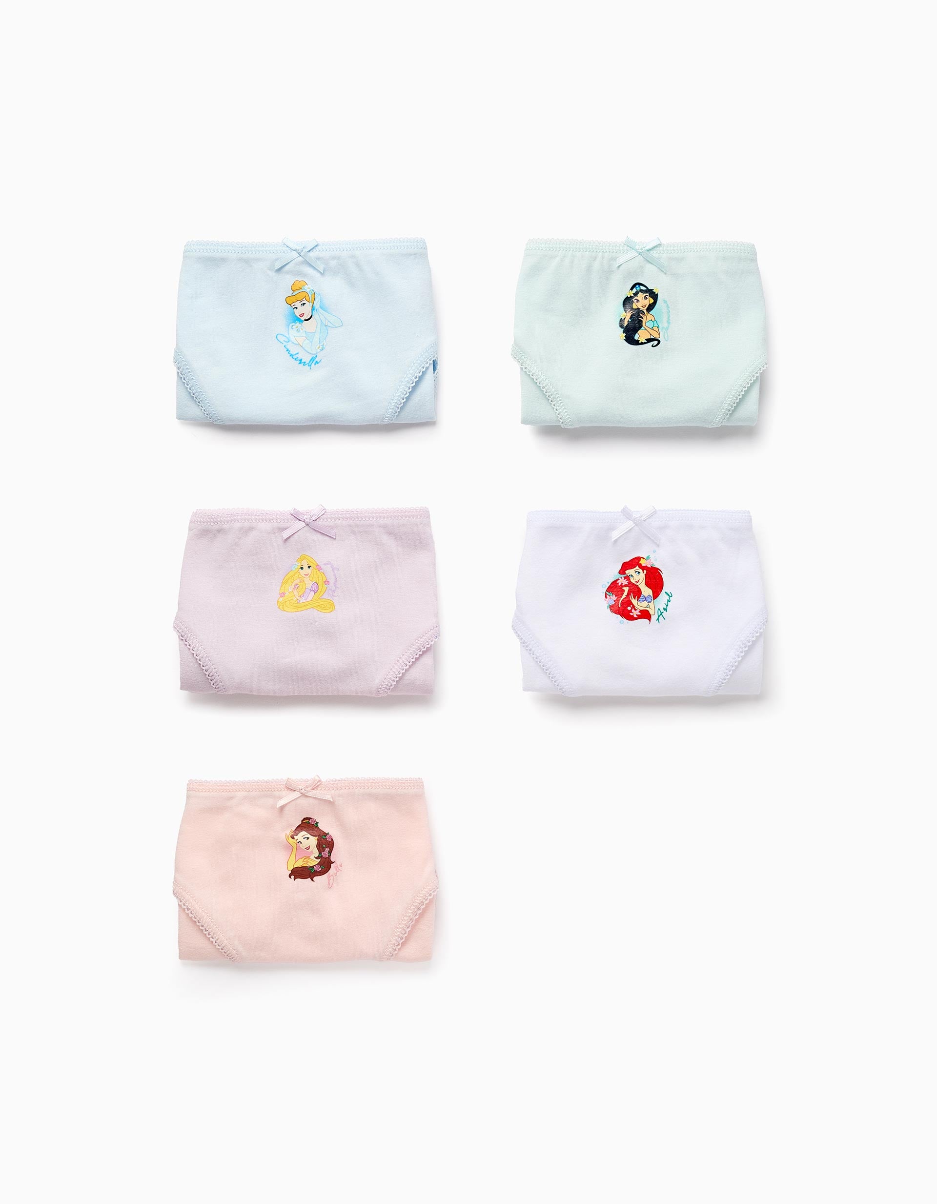 Pack 5 Cuecas para Menina 'Princesas da Disney', Multicolor