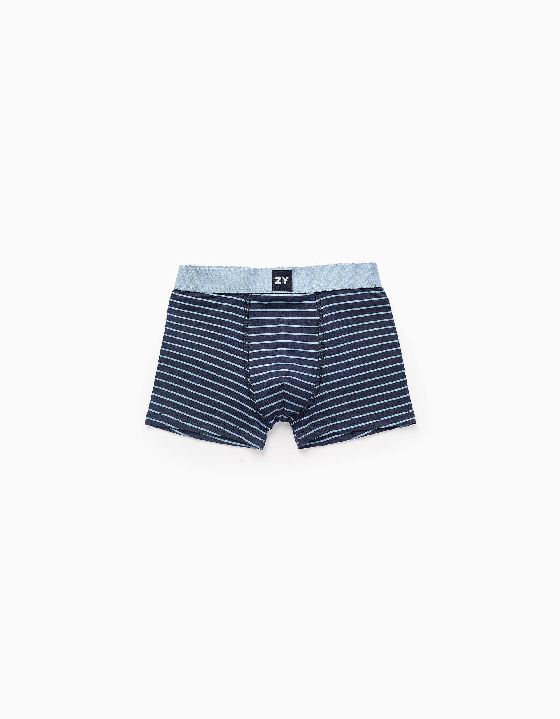 Pack 4 Boxers para Menino 'Riscas', Branco/Cinza/Azul