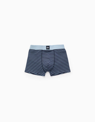 Pack of 4 Boxer Shorts for Boys 'Stripes', White/Grey/Blue