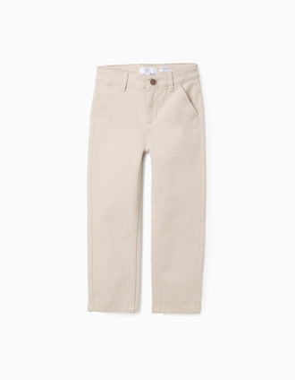 Pantalón Chino de Sarga para Niño 'Slim Fit', Beige