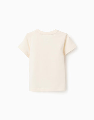 T-shirt em Jersey de Algodão para Bebé Menino 'Smiley', Bege