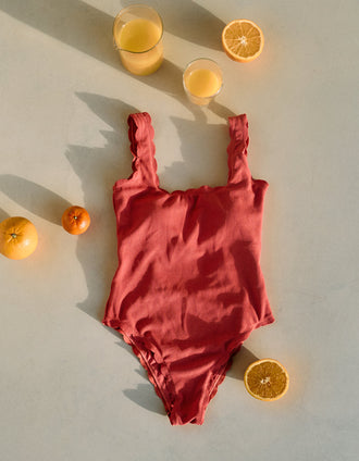 Ribbed Swimsuit for Women 'You&Me', Light Red