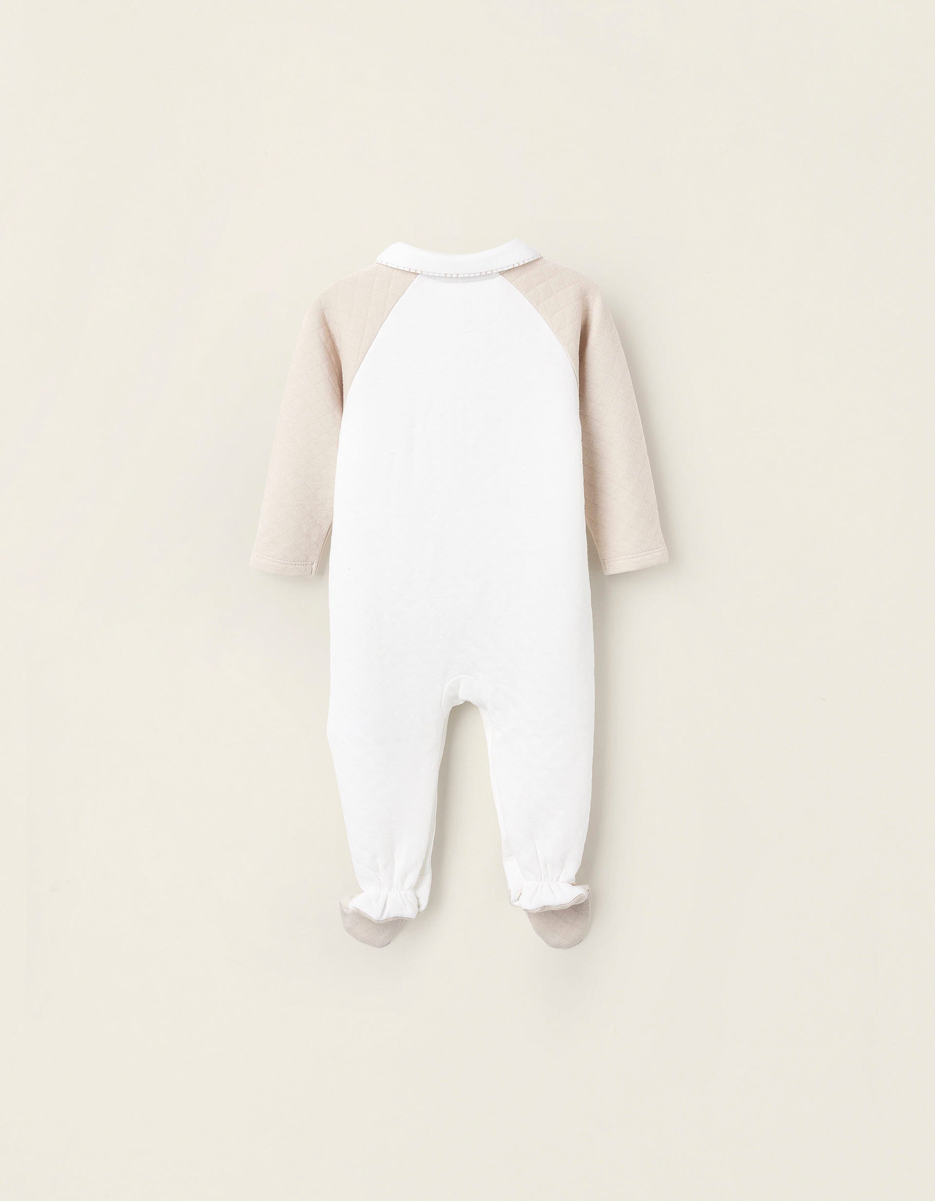 Babygrow Acolchoado em Algodão para Recém-Nascido 'Rato', Bege/Branco