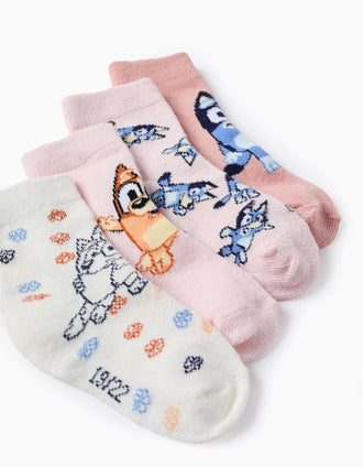 Pack 4 Pares de Meias para Bebé Menina 'Bluey & Bingo', Rosa