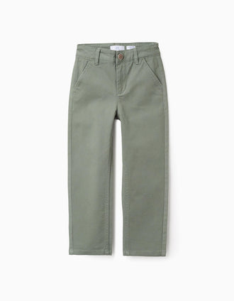 Pantalón Chino de Sarga para Niño 'Slim Fit', Verde