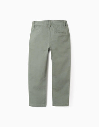 Pantalón Chino de Sarga para Niño 'Slim Fit', Verde