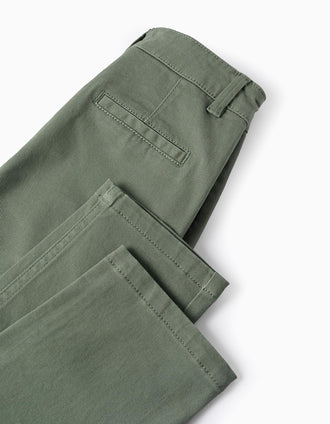 Pantalón Chino de Sarga para Niño 'Slim Fit', Verde