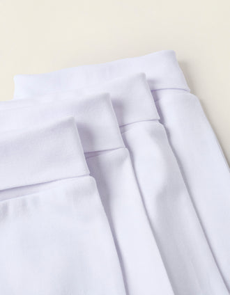 4 Pantalones con Pies en Algodón Perchado para Recién Nacido y Bebé, Blanco