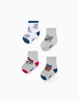Pack 4 Pares de Meias para Bebé Menino 'Patrulha Pata', Cinza/Branco