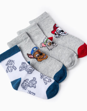 Pack 4 Pares de Meias para Bebé Menino 'Patrulha Pata', Cinza/Branco