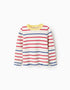 Jersey a Rayas para Niña, Beige/Rojo/Azul