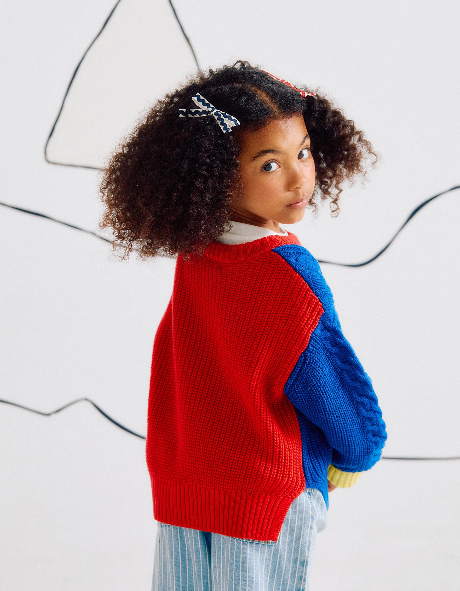 Knitted Jumper with Embossed Effects for Girls, Multicoloured