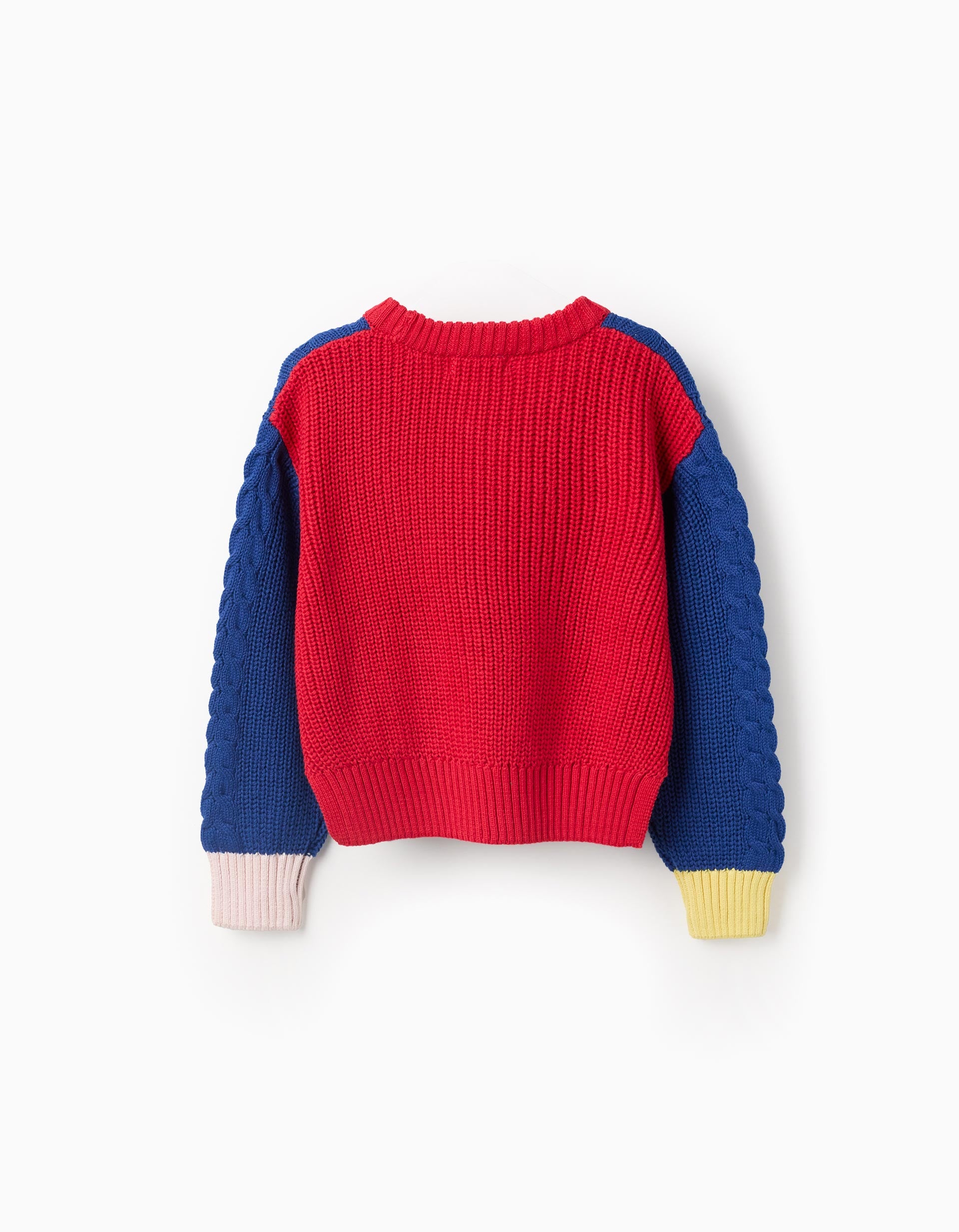 Knitted Jumper with Embossed Effects for Girls, Multicoloured