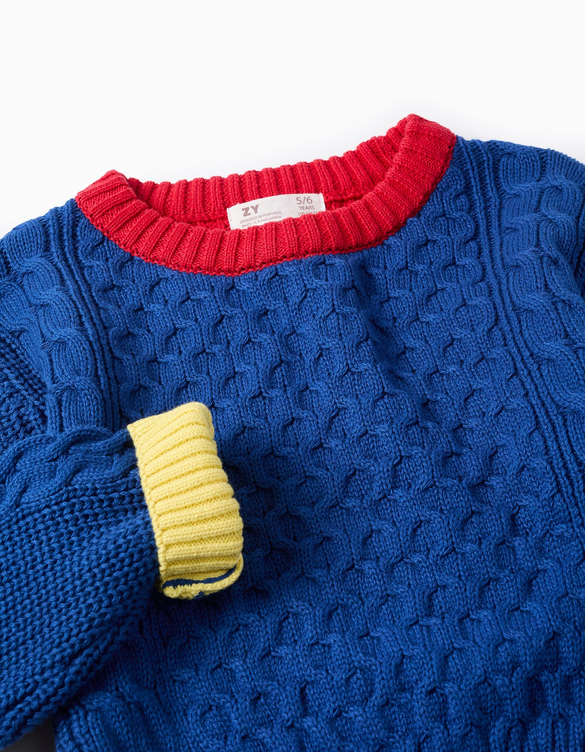Knitted Jumper with Embossed Effects for Girls, Multicoloured