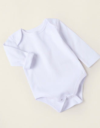 Pack 4 Bodies Lisos Perchados de Algodón para Recién Nacido y Bebé, Blanco