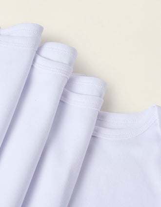 Pack 4 Bodies Lisos Perchados de Algodón para Recién Nacido y Bebé, Blanco