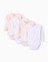 Pack 4 Bodies de Coton pour Nouveau-née et Bébé 'Étoiles', Blanc/Rose