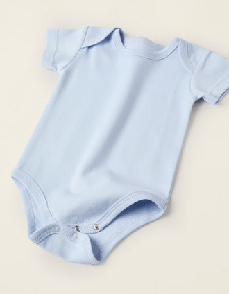 Pack of 4 Short Sleeve Bodysuits for Baby Girls 'Hearts', White/Blue