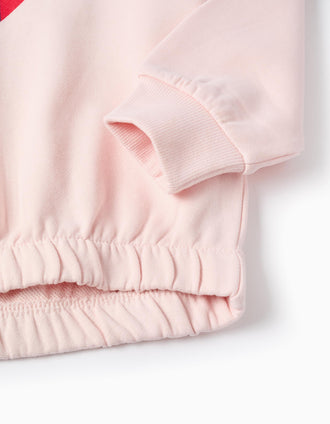 Sweat de Algodão com Capuz para Menina 'Coração Triangulo', Rosa Claro