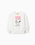 Cotton Sweatshirt with Drop Shoulders for Girls 'Snoopy', White