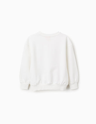 Sudadera de Algodón con Hombros Descubiertos para Niña 'Snoopy', Blanco