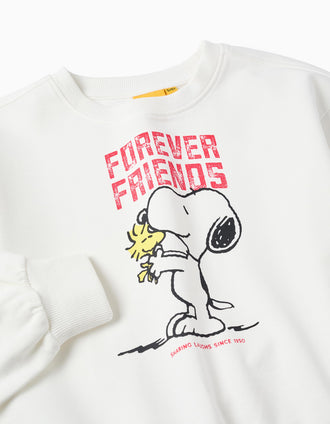 Sudadera de Algodón con Hombros Descubiertos para Niña 'Snoopy', Blanco
