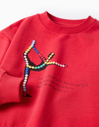 Sweat de Algodão com Estampado para Menina 'Dance', Vermelho