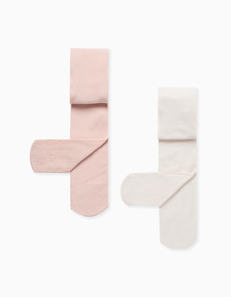 Pack of 2 Microfiber Tights for Girls, Pink