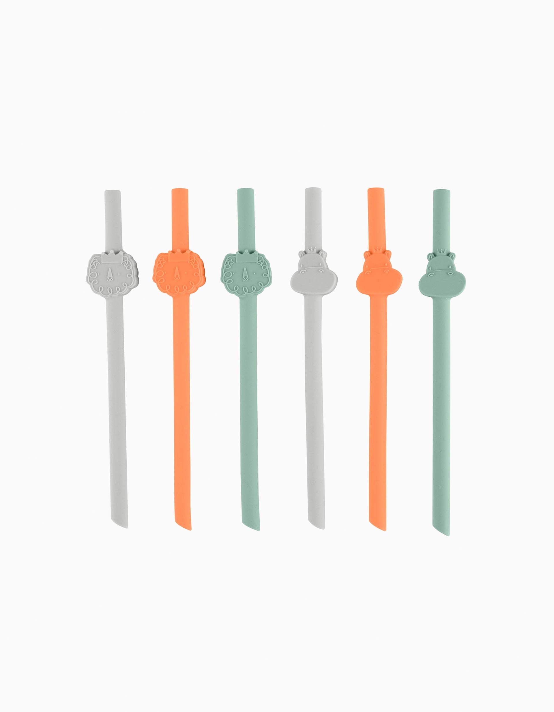 6 Silicone Straws with Chicco Brush 12M+