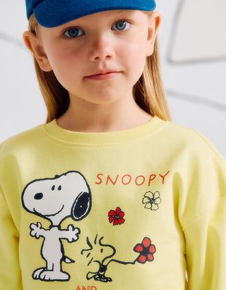 Sudadera de Algodón con Estampado de Snoopy para Niña, Amarillo