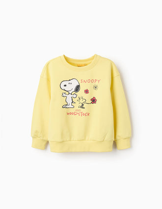 Sudadera de Algodón con Estampado de Snoopy para Niña, Amarillo