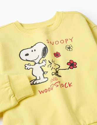Sudadera de Algodón con Estampado de Snoopy para Niña, Amarillo
