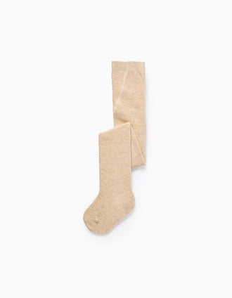 Leotardos de Algodón Flexible para Bebé Niña, Beige