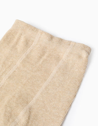 Leotardos de Algodón Flexible para Bebé Niña, Beige