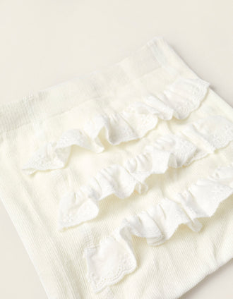 Tights with Ruffles for Newborn Girls and Babies, White