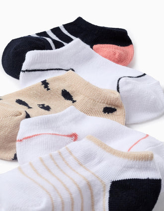 Pack of 5 Pairs of Ankle Socks for Baby Boys 'Fish', Blue/White/Beige