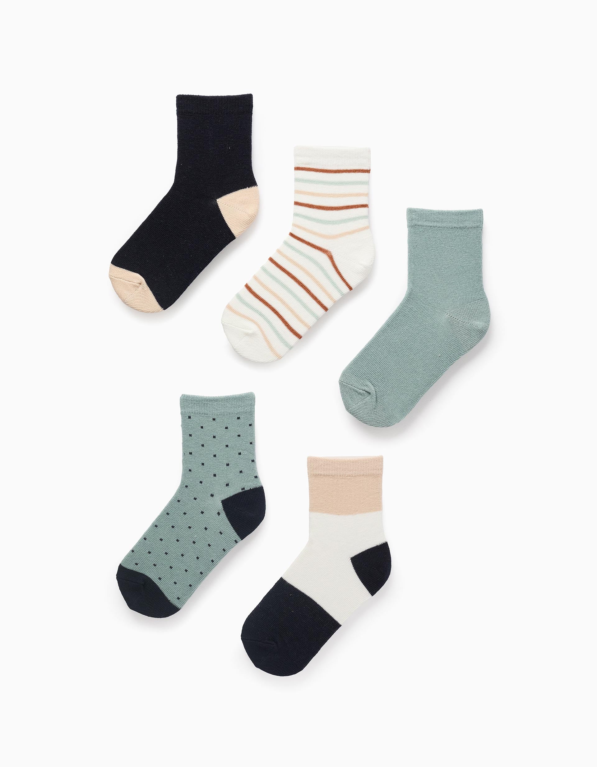 Pack 5 Paires de Chaussettes pour Garçon 'Rayures & Pois', Multicolore