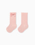 Meias Altas com Laço para Bebé Menina, Rosa