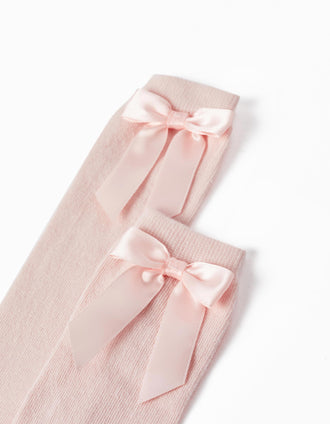 High Socks with Bow for Girls, Pink