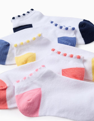 Pack of 5 Pairs of Ankle Socks with Polka Dots for Girls, White