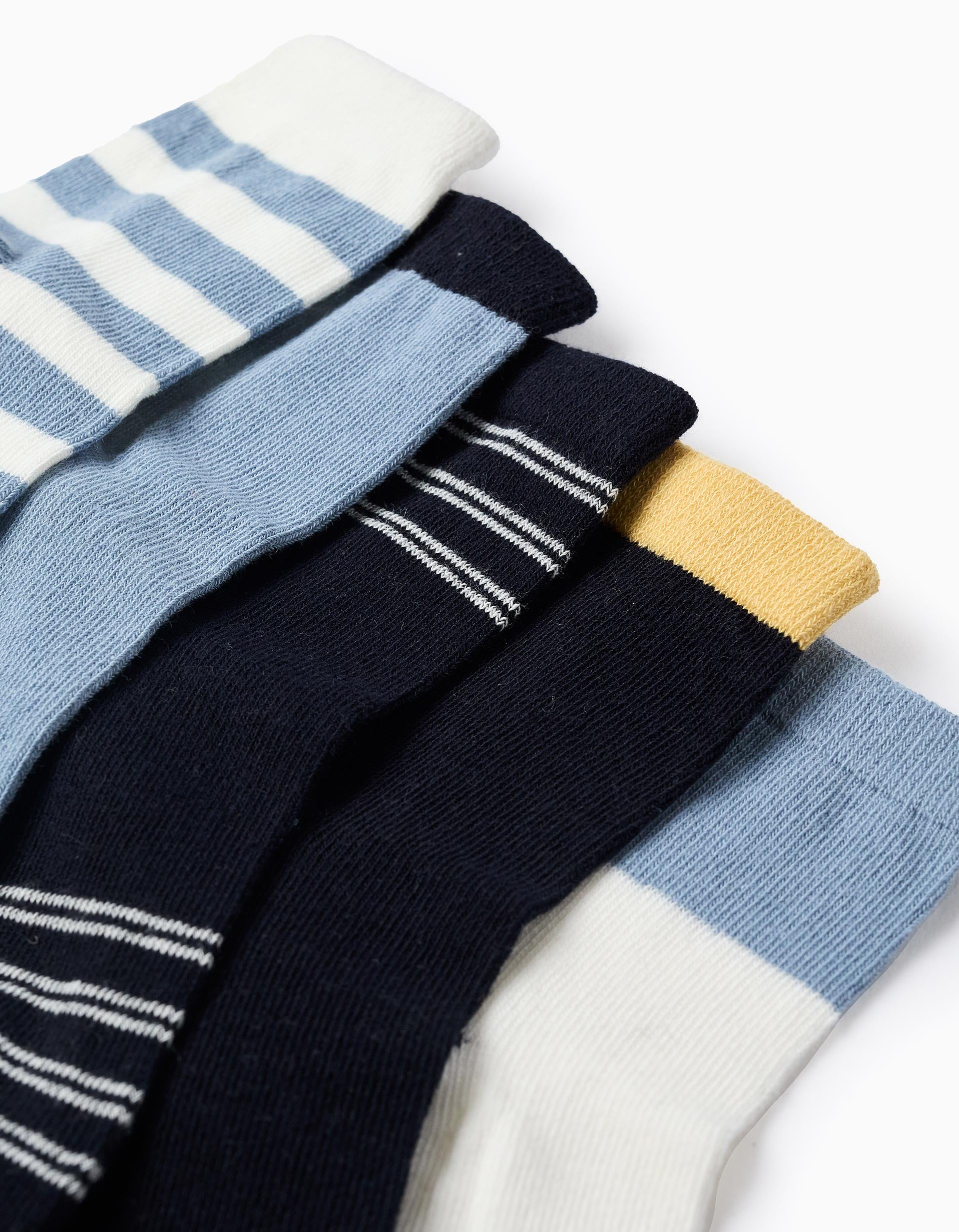 Pack 5 Paires de Chaussettes pour Garçon 'Rayures', Bleu/Blanc/Jaune