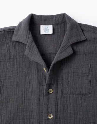 Chemise à Manches Courtes en Mousseline pour Bébé Garçon, Gris