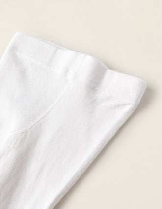 Cotton Anti-Pilling Tights for Babies, White