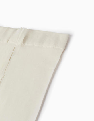 Microfiber Tights with Bow for Girls, White