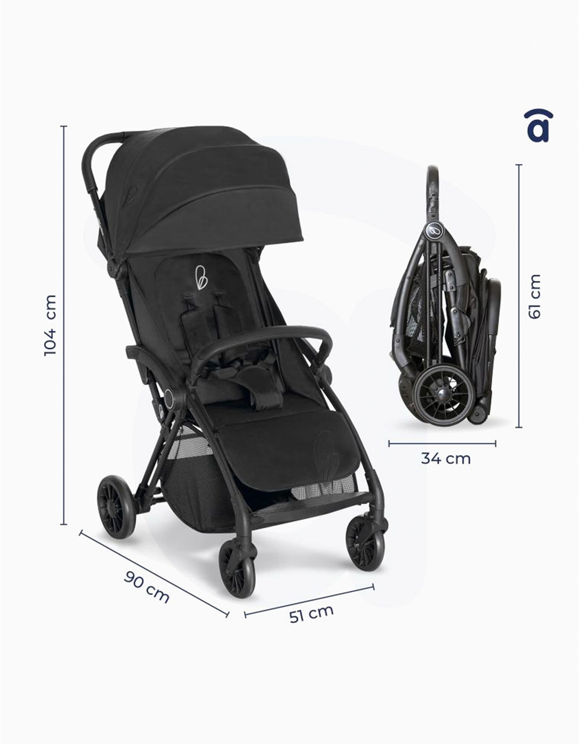 Carrito de Paseo Asalvo Plis Plas, Negro