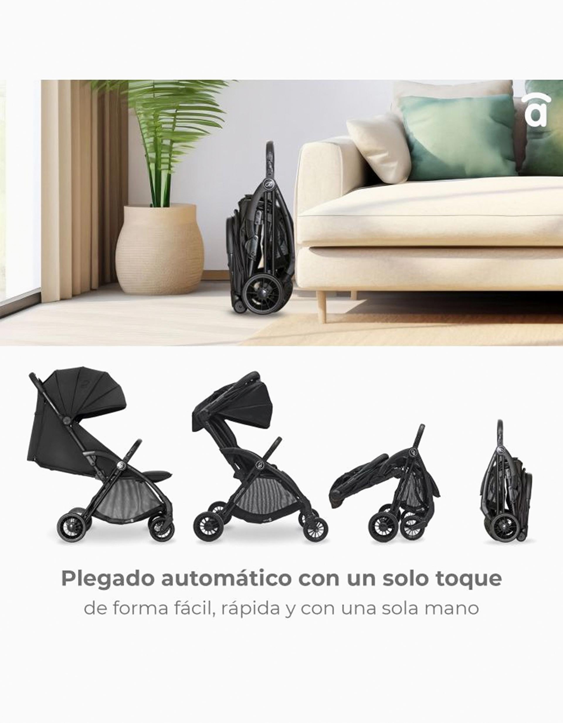 Carrito de Paseo Asalvo Plis Plas, Negro