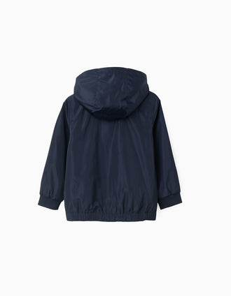 Chaqueta Cortavientos con Capucha desmontable para Niño, Azul Oscuro