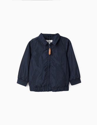 Chaqueta Cortavientos con Capucha desmontable para Bebé Niño, Azul Oscuro.