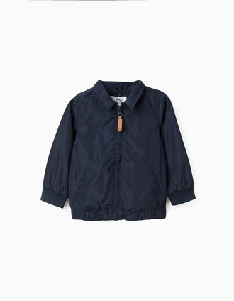 Chaqueta Cortavientos con Capucha desmontable para Bebé Niño, Azul Oscuro.