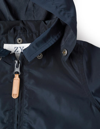 Chaqueta Cortavientos con Capucha desmontable para Bebé Niño, Azul Oscuro.